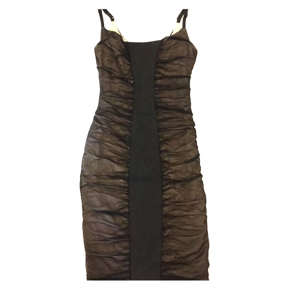 bebe black mesh with nude
